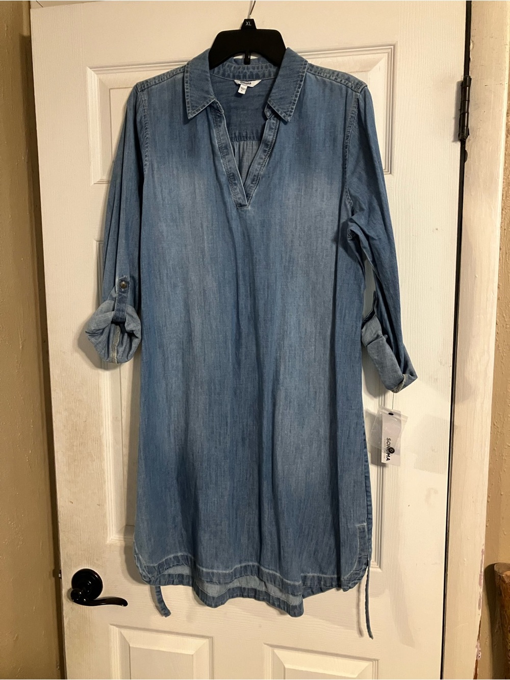 Boho Blue Light Washed Denim-like Dress - Everyday Wear Casual Chic NWT Size L